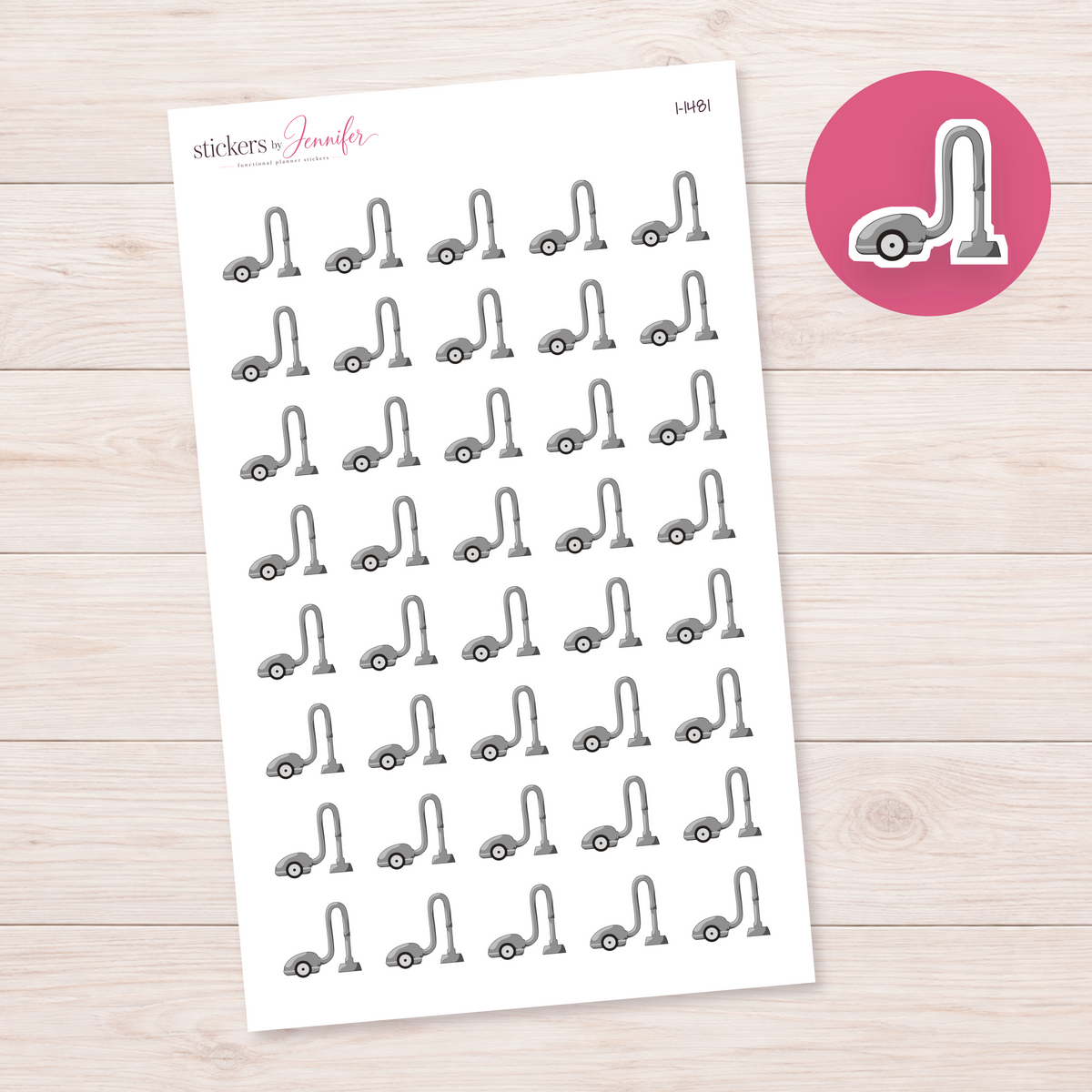 Gray Vacuum Cleaner Planner Stickers | I-1481