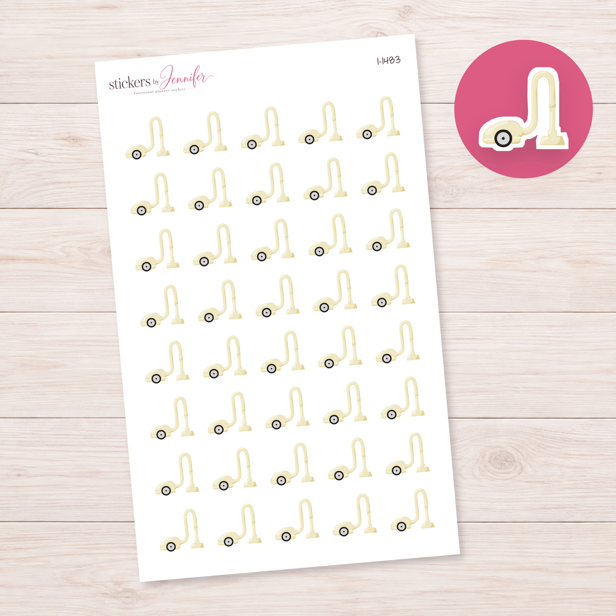 Cream Vacuum Cleaner Planner Stickers | I-1483