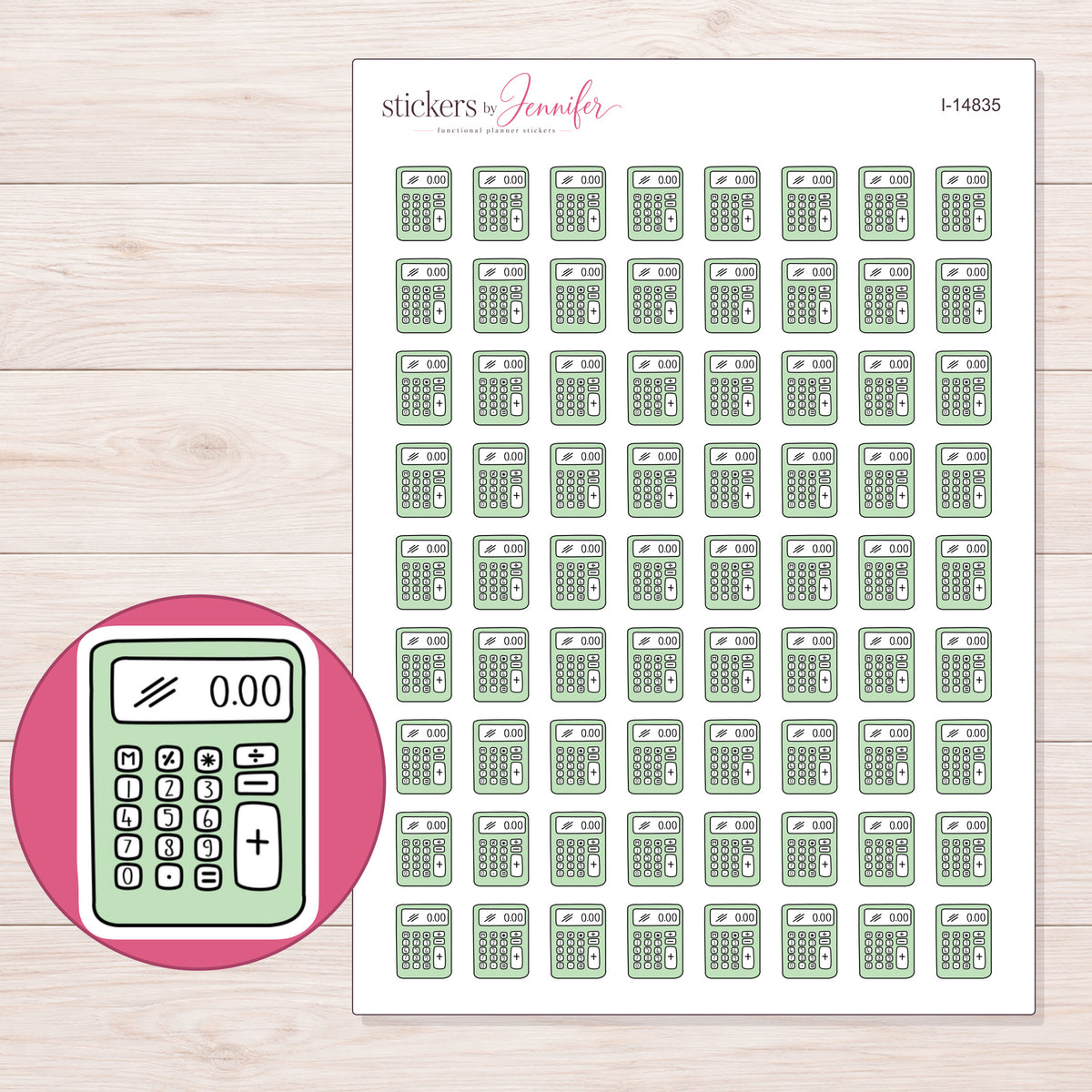 I-14835 planner sticker sheet with enlarged sticker detail