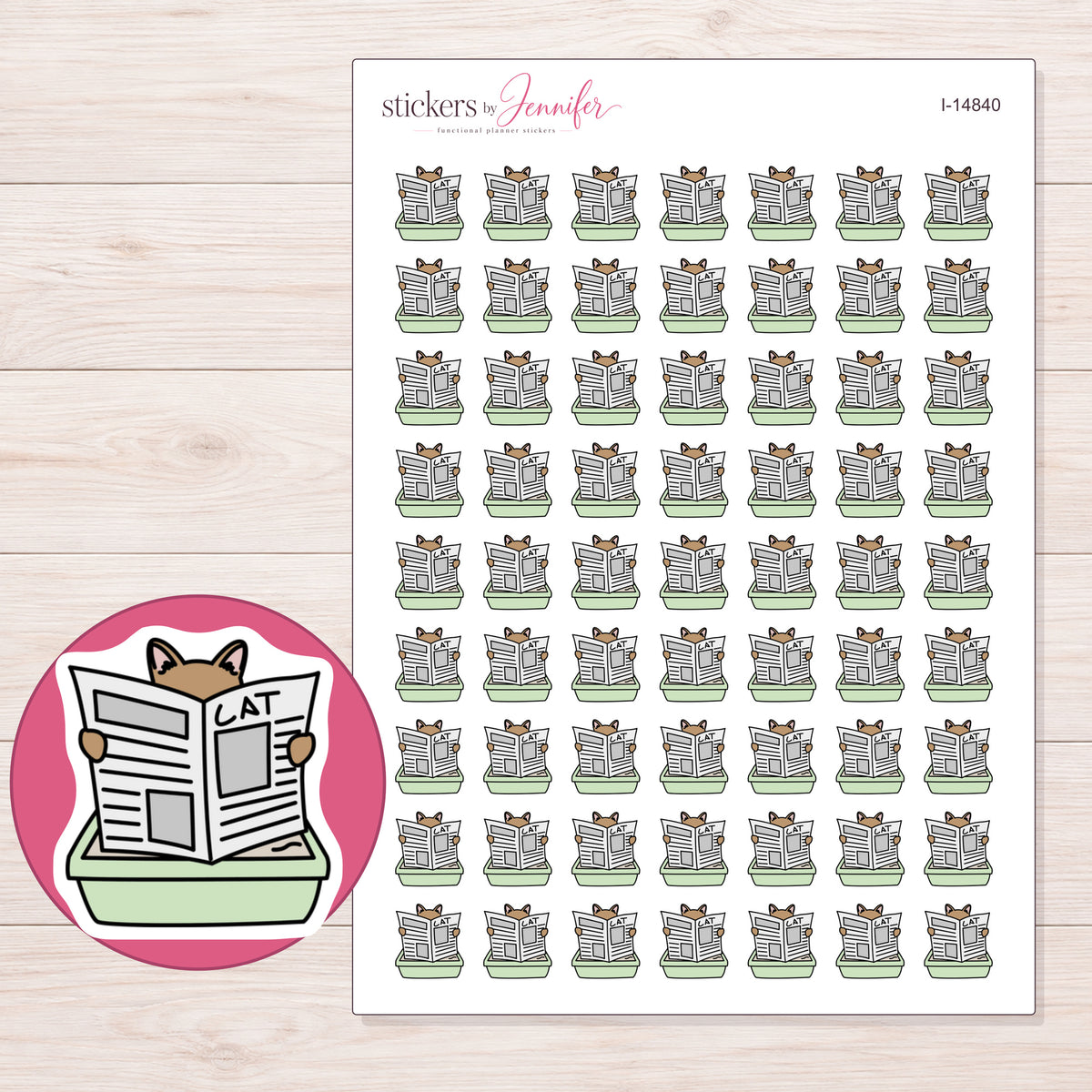 I-14840 planner sticker sheet with enlarged sticker detail