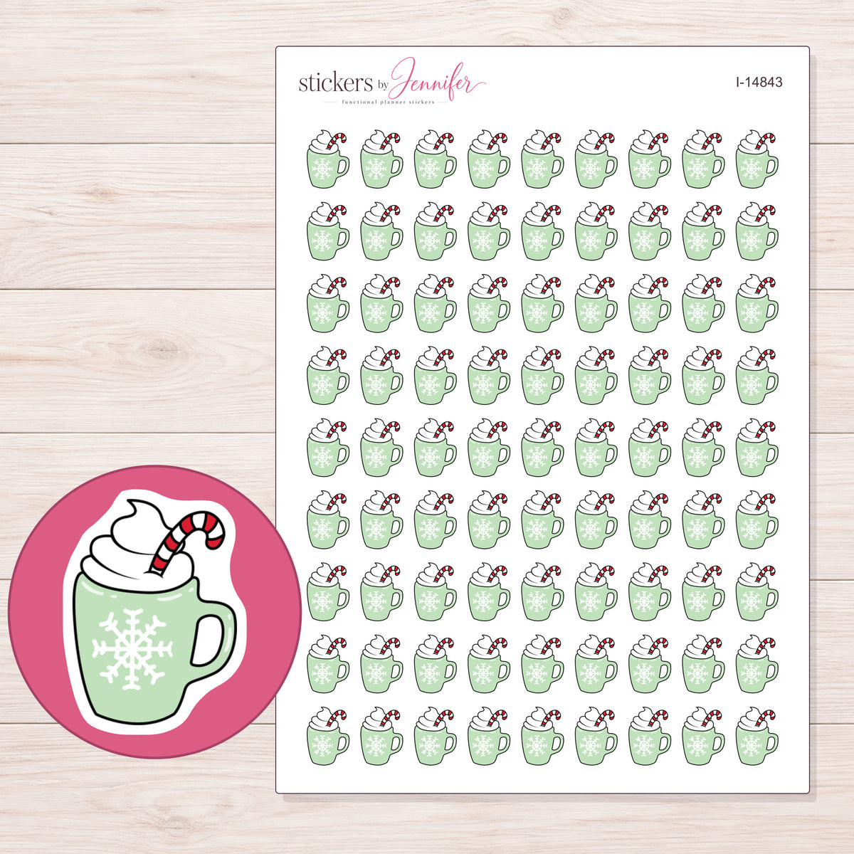 I-14843 planner sticker sheet with enlarged sticker detail