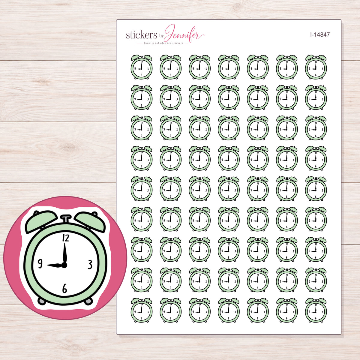 I-14847 planner sticker sheet with enlarged sticker detail
