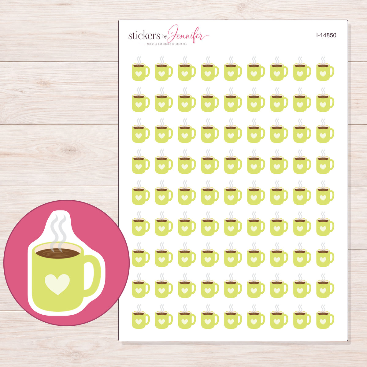 I-14850 planner sticker sheet with enlarged sticker detail