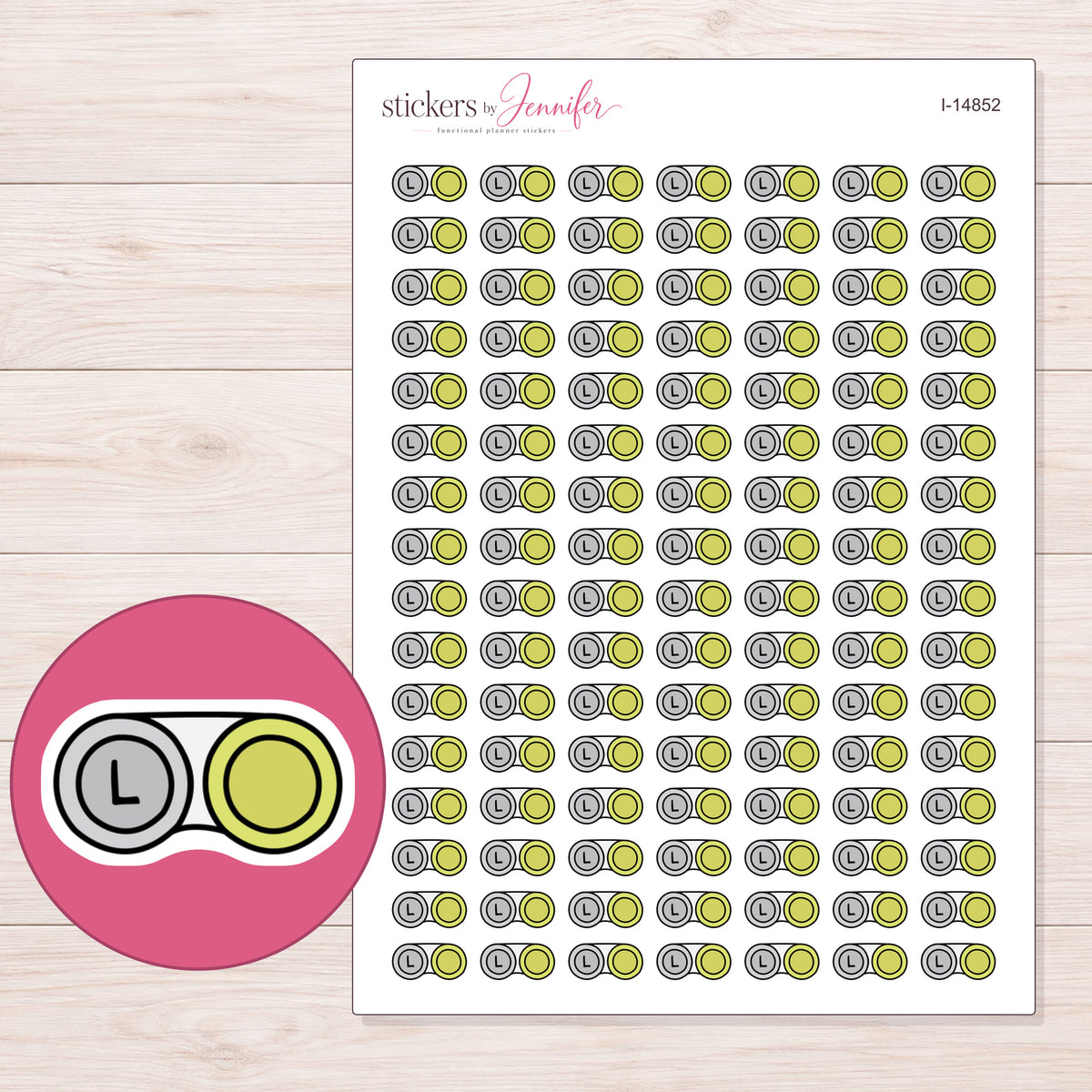 I-14852 planner sticker sheet with enlarged sticker detail