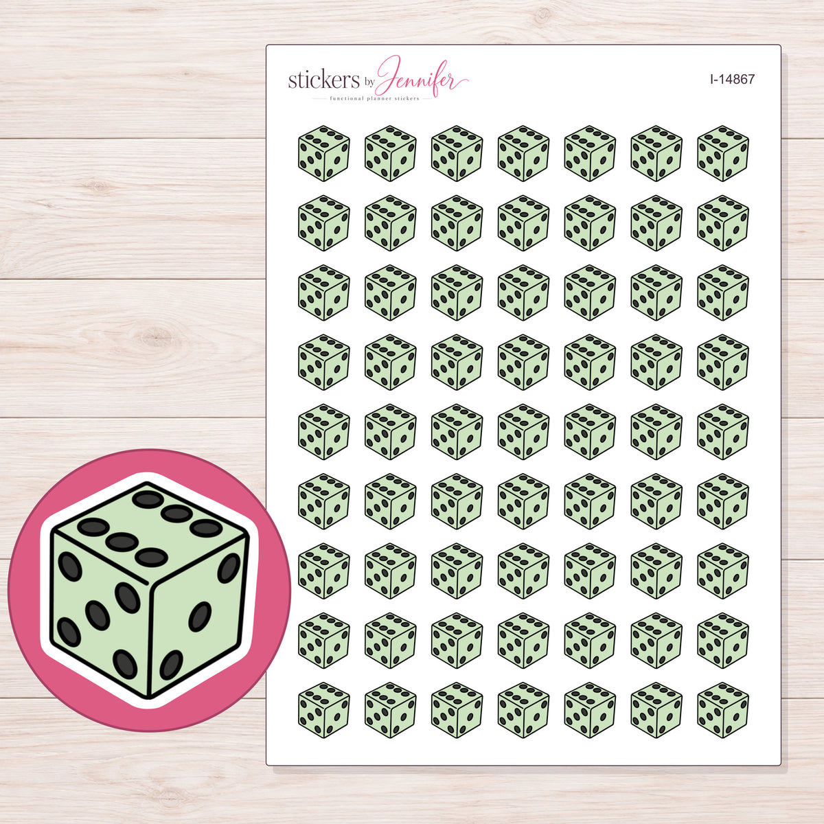 I-14867 planner sticker sheet with enlarged sticker detail