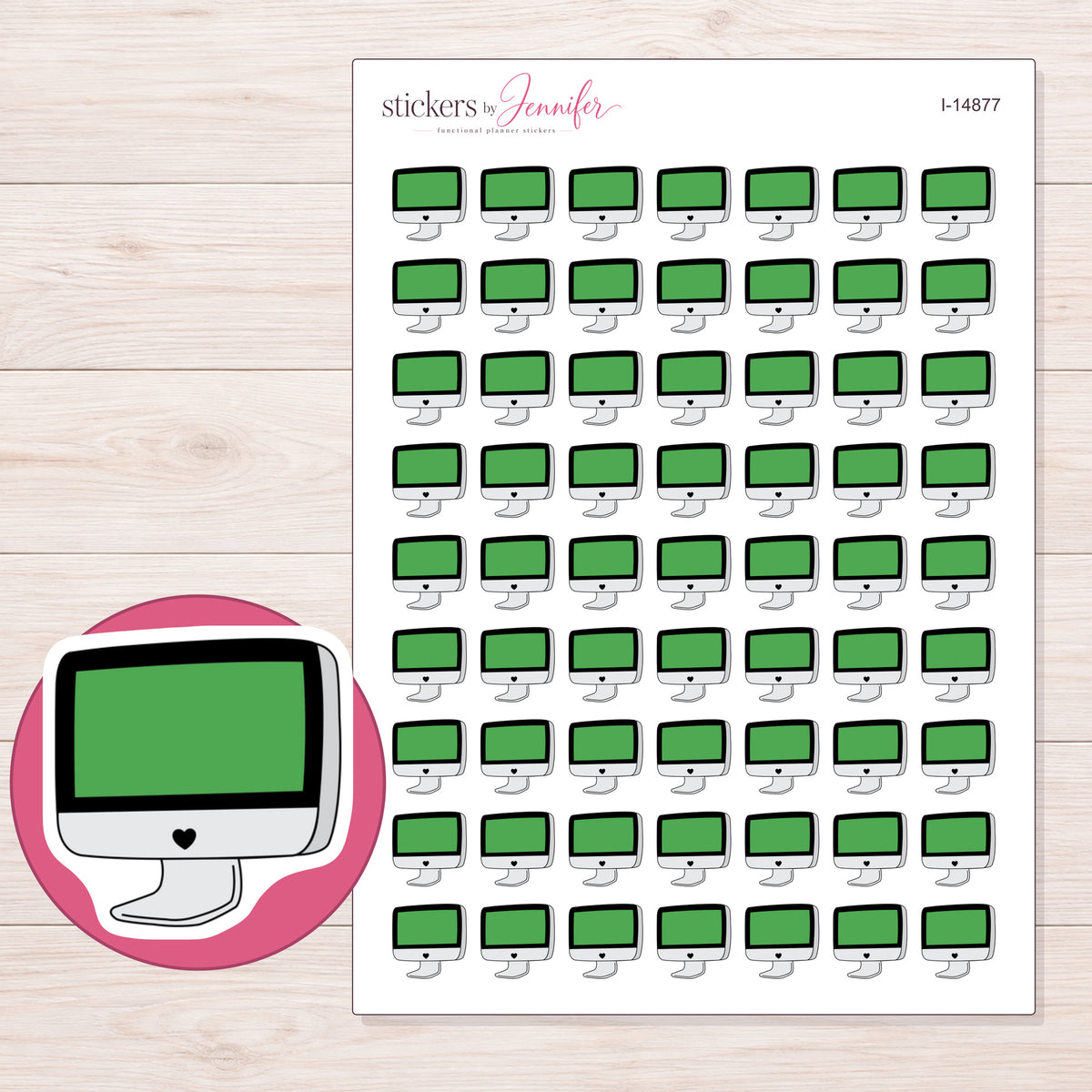 I-14877 planner sticker sheet with enlarged sticker detail