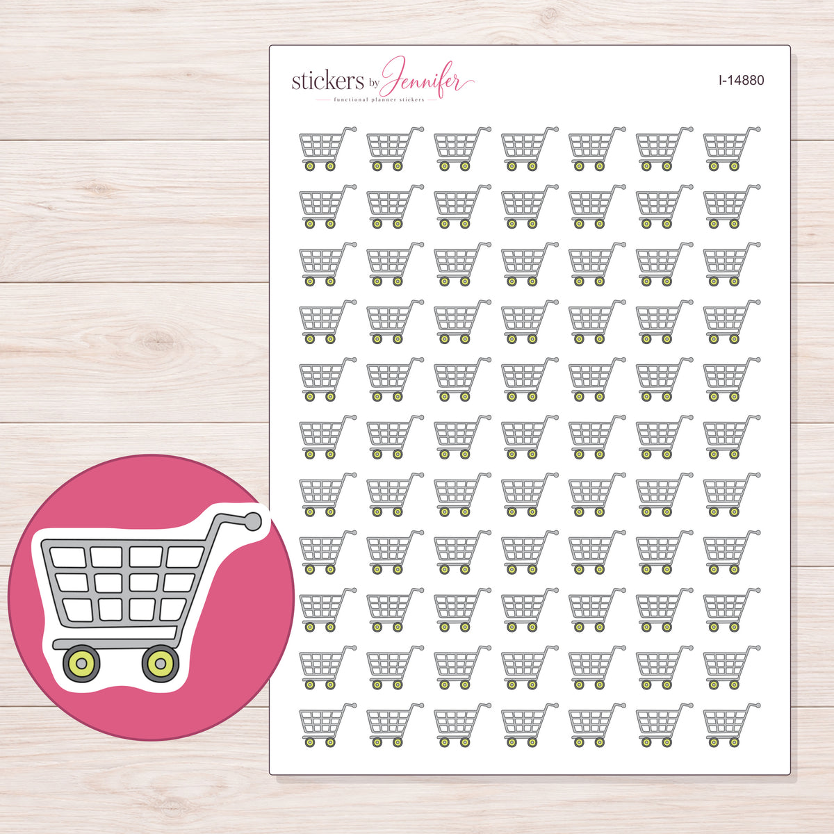 I-14880 planner sticker sheet with enlarged sticker detail