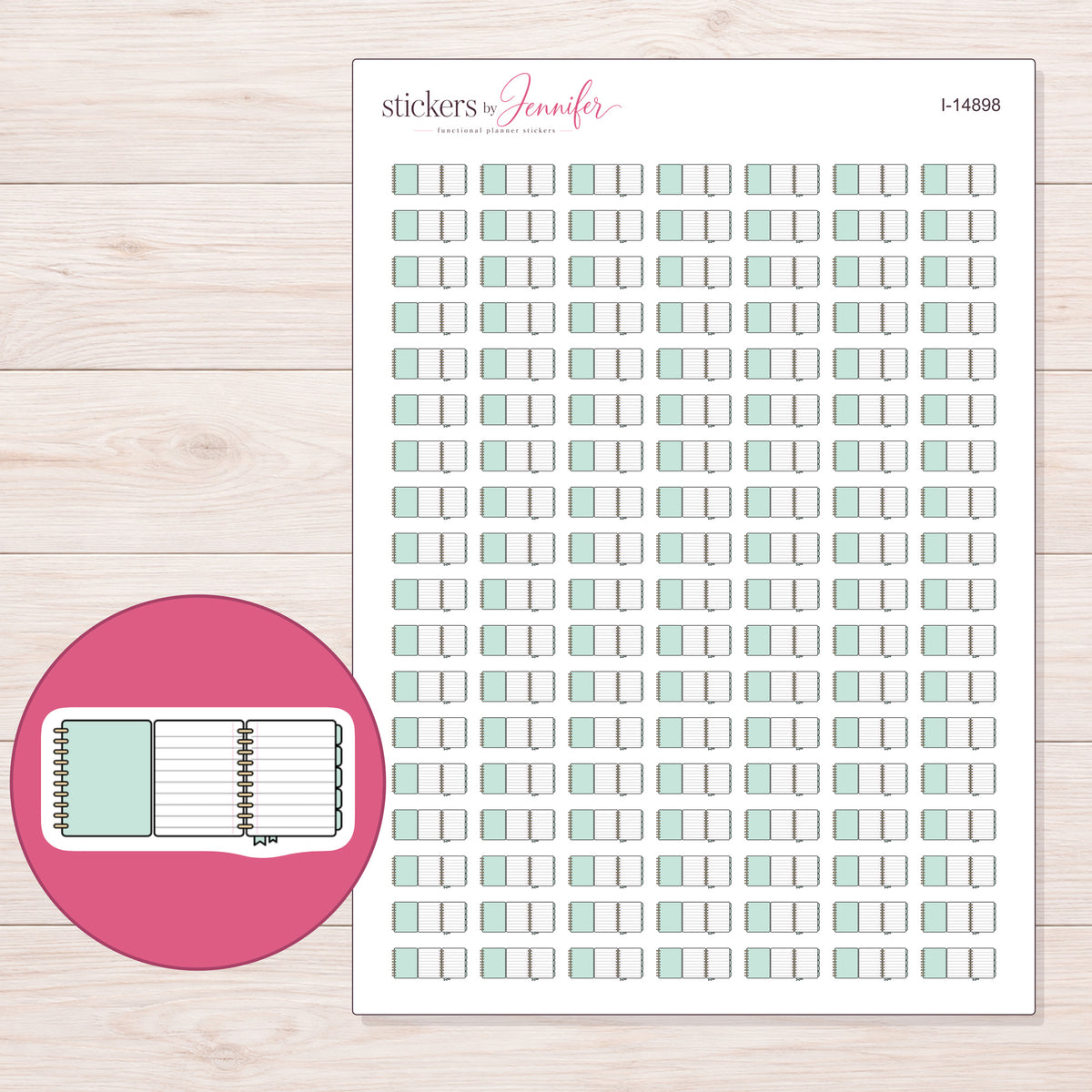 I-14898 planner sticker sheet with enlarged sticker detail