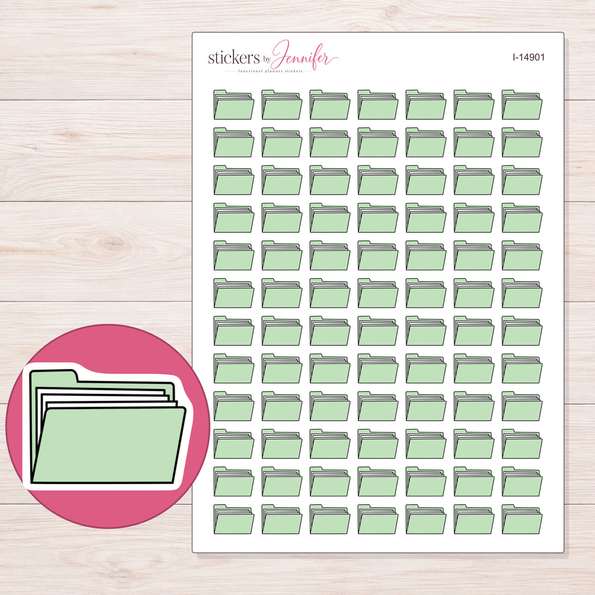 I-14901 planner sticker sheet with enlarged sticker detail