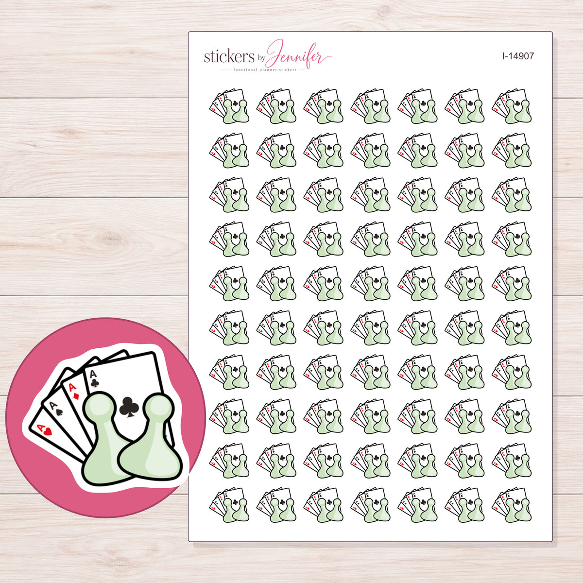 I-14907 planner sticker sheet with enlarged sticker detail