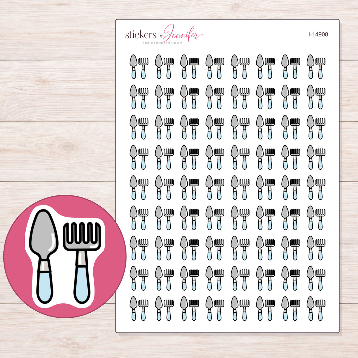 I-14908 planner sticker sheet with enlarged sticker detail