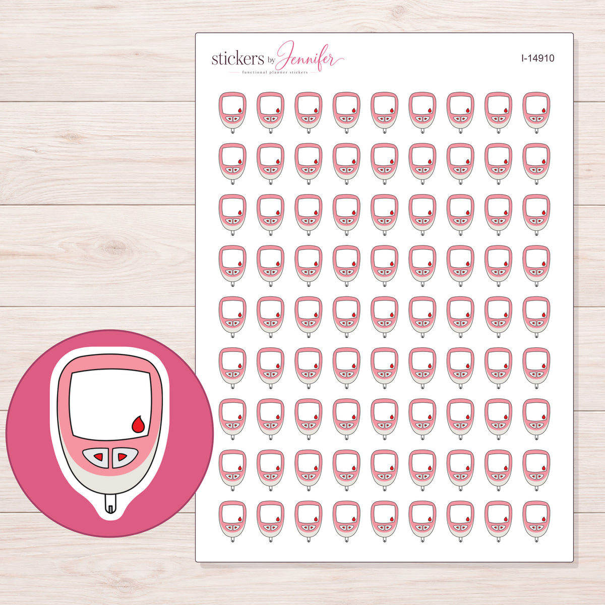 I-14910 planner sticker sheet with enlarged sticker detail