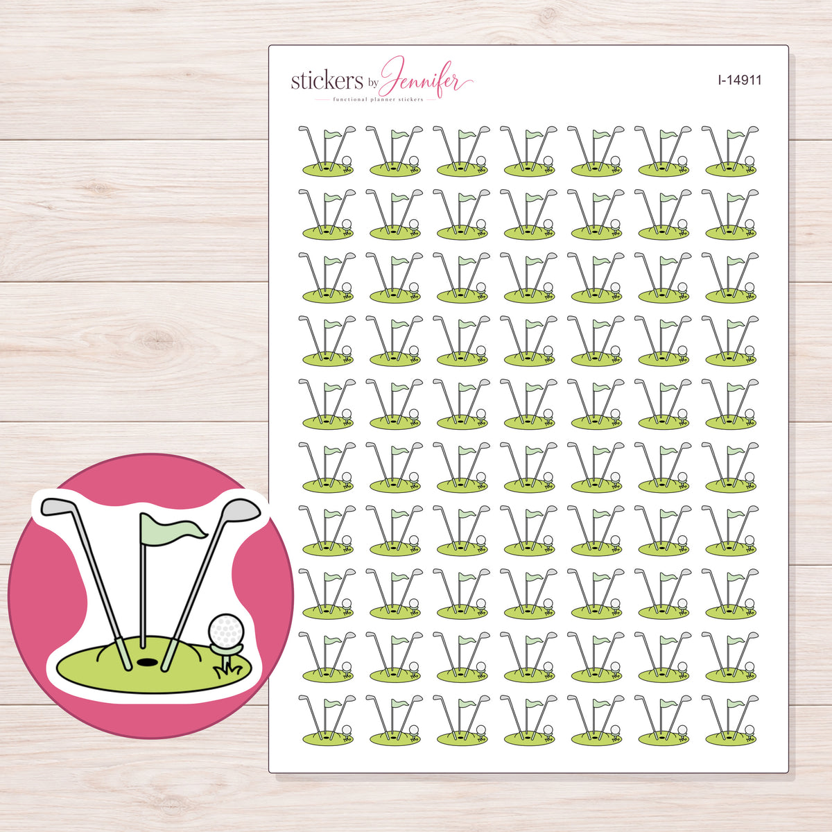 I-14911 planner sticker sheet with enlarged sticker detail