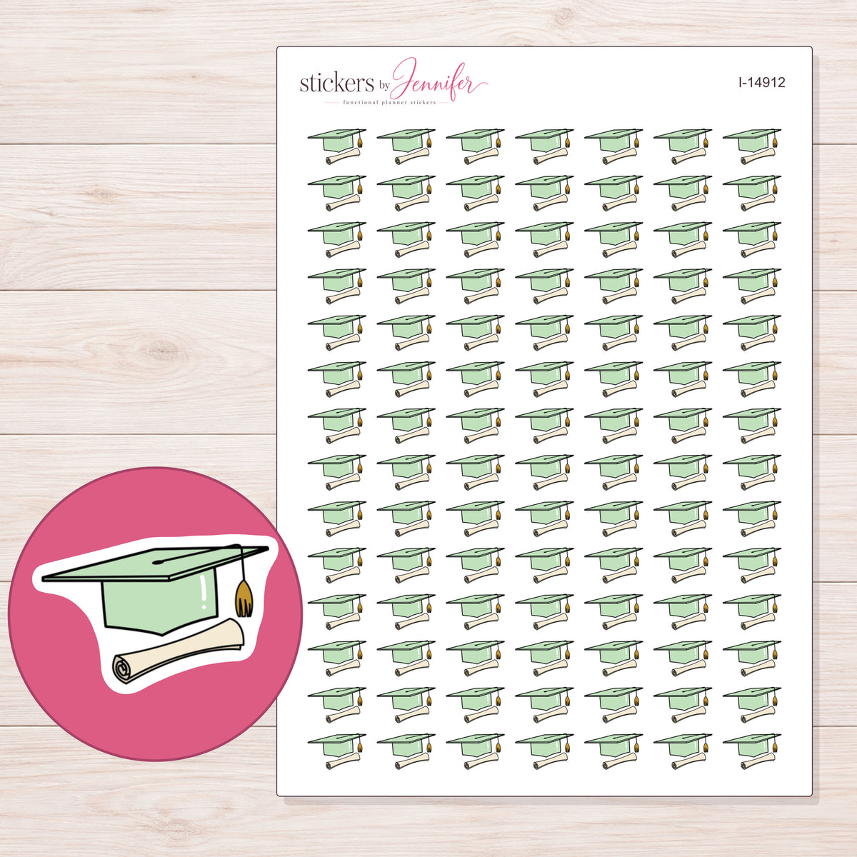 I-14912 planner sticker sheet with enlarged sticker detail