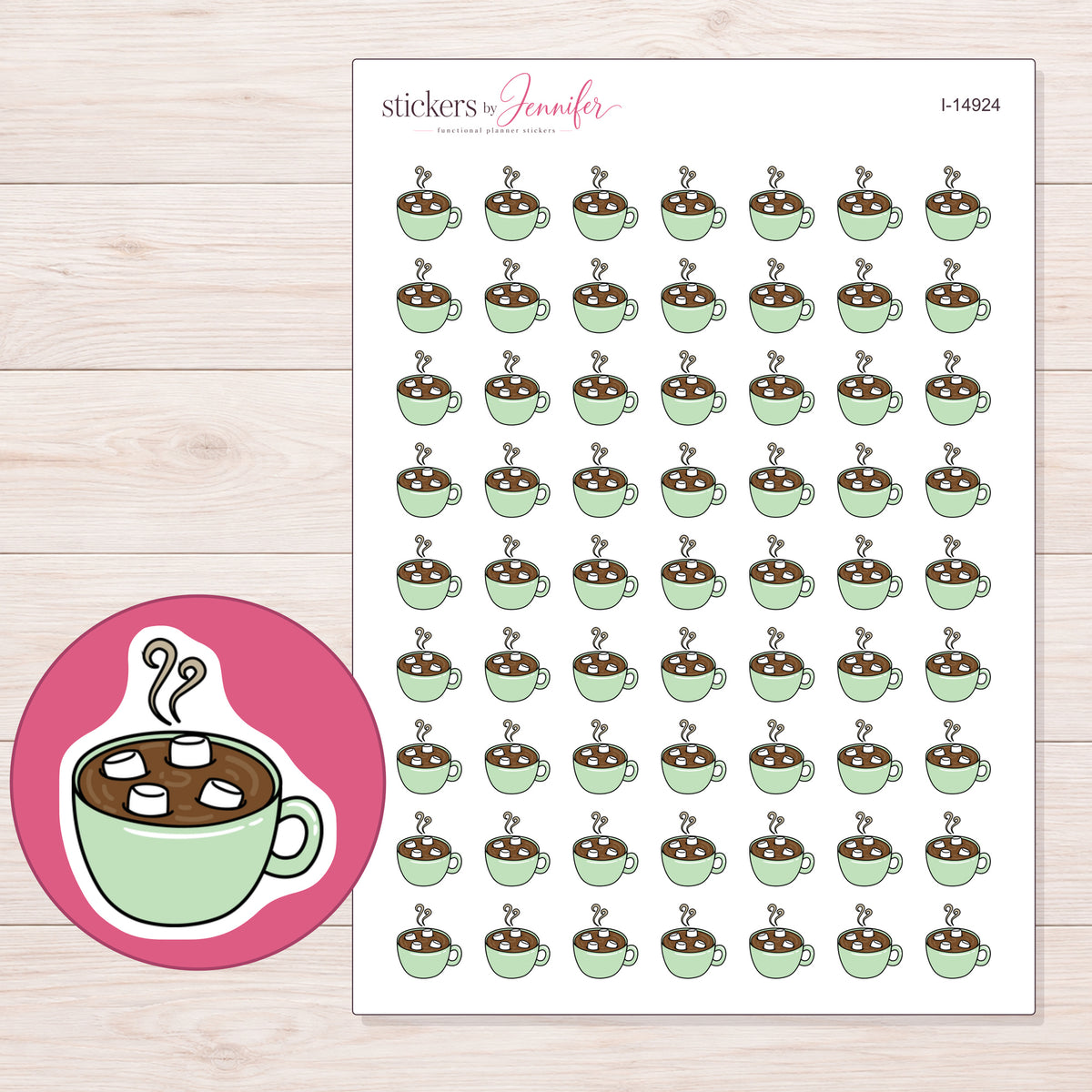 I-14924 planner sticker sheet with enlarged sticker detail