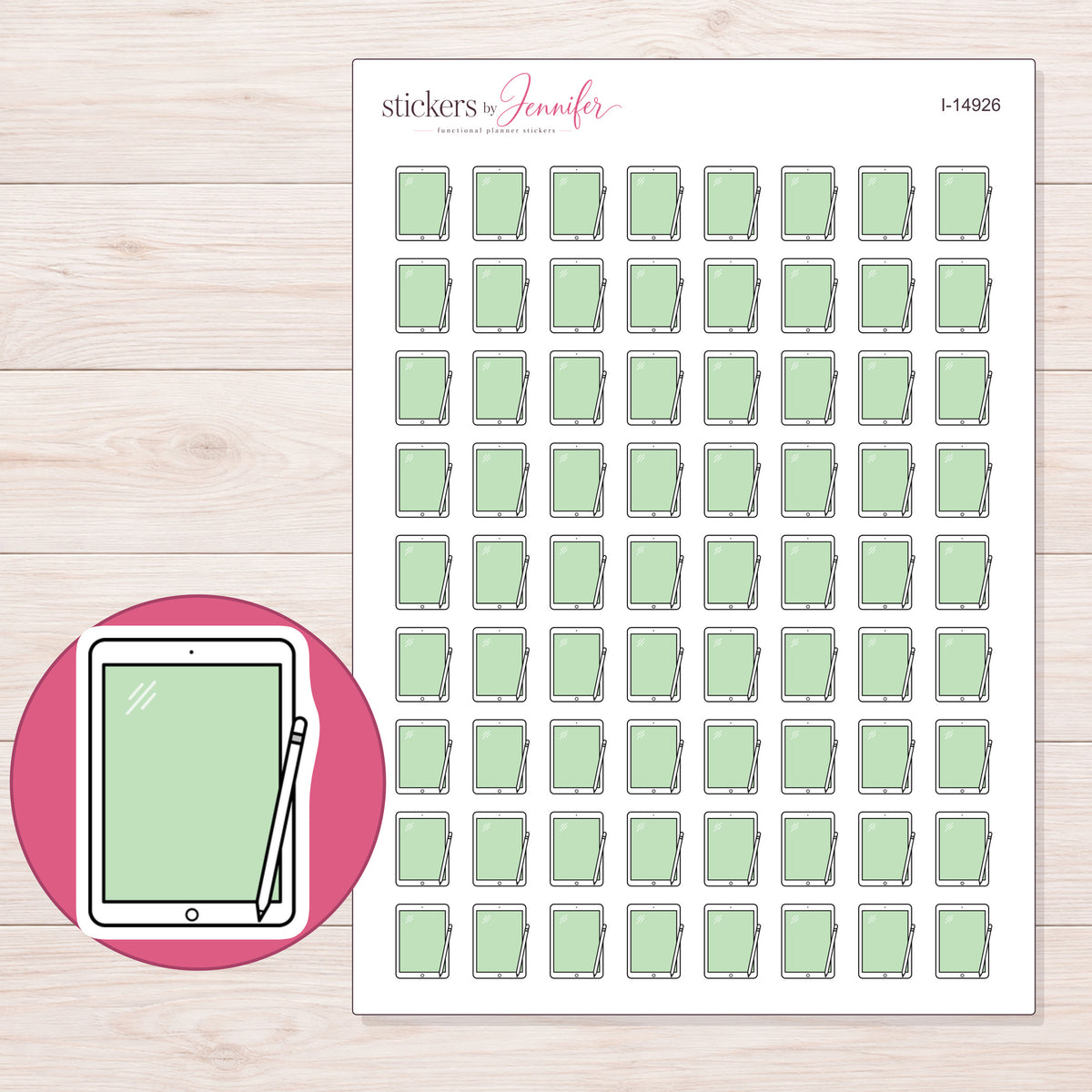 I-14926 planner sticker sheet with enlarged sticker detail