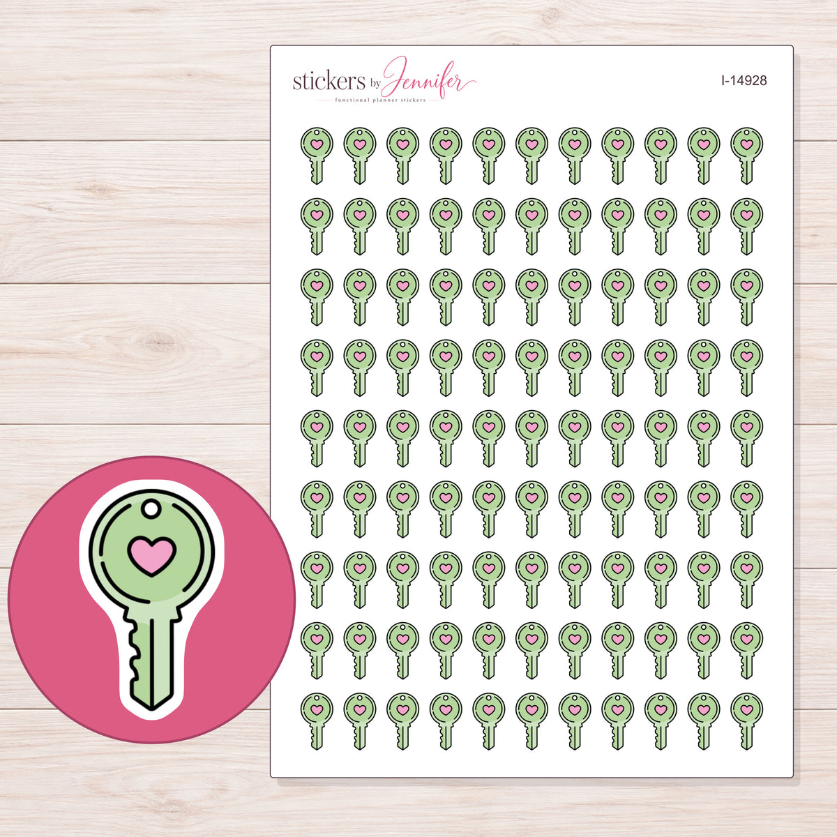 I-14928 planner sticker sheet with enlarged sticker detail