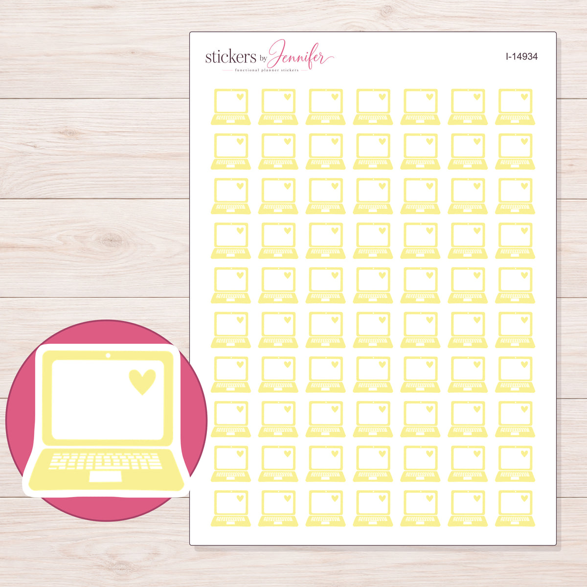I-14934 planner sticker sheet with enlarged sticker detail