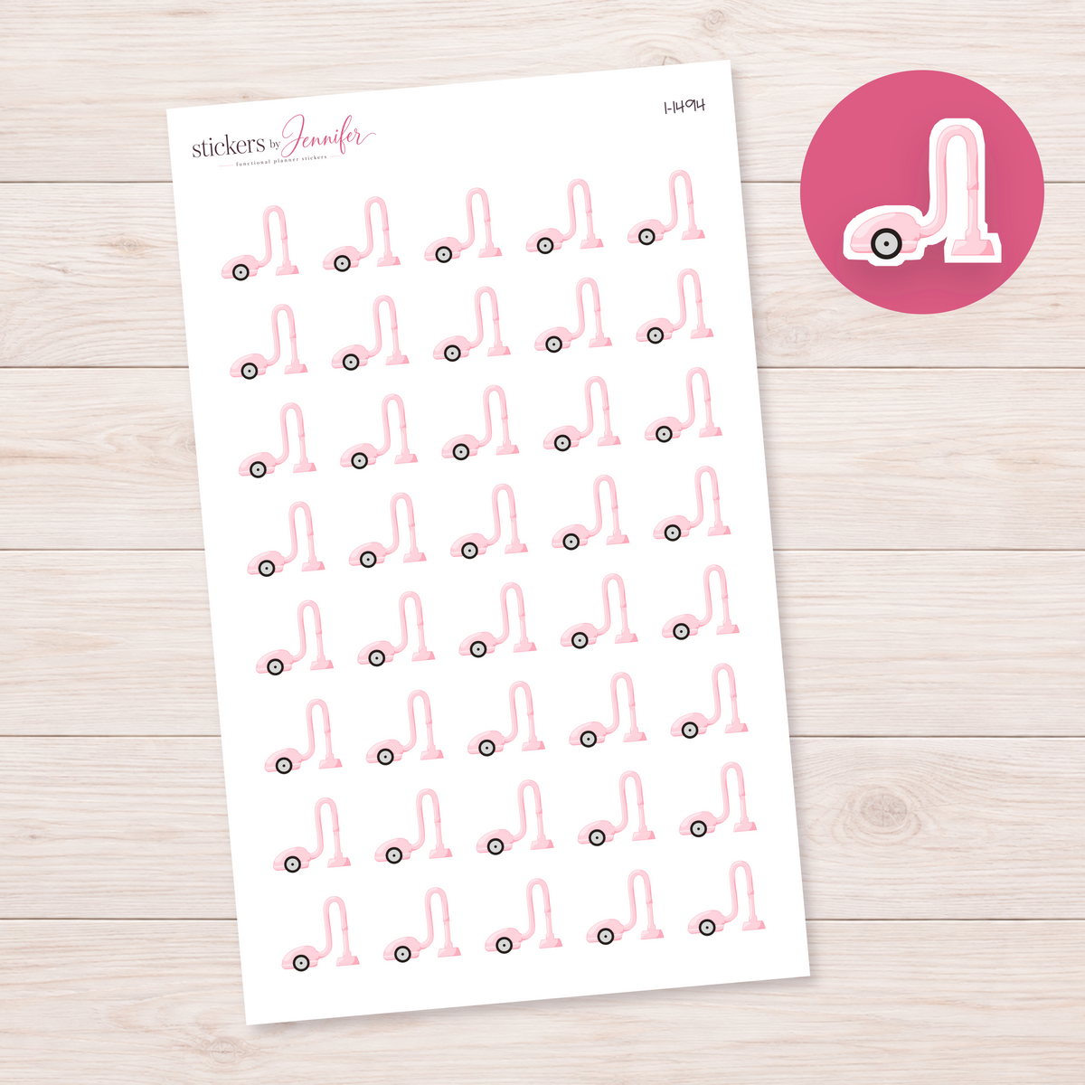 Pale Pink Canister Vacuum Planner Stickers | I-1494