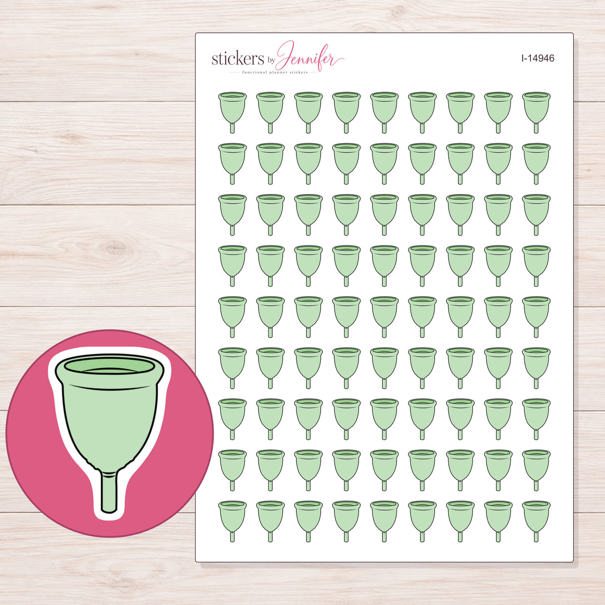 I-14946 planner sticker sheet with enlarged sticker detail
