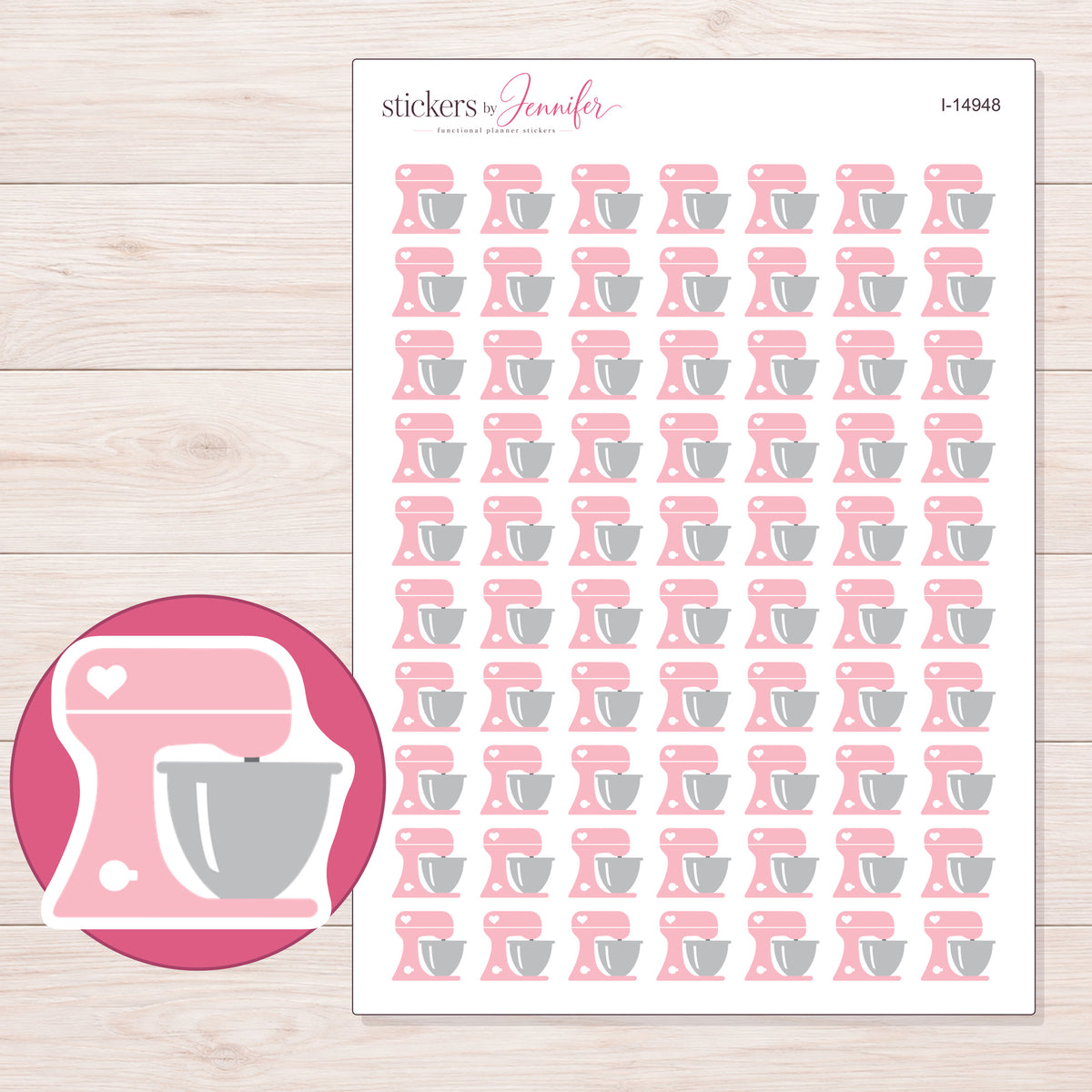 I-14948 planner sticker sheet with enlarged sticker detail