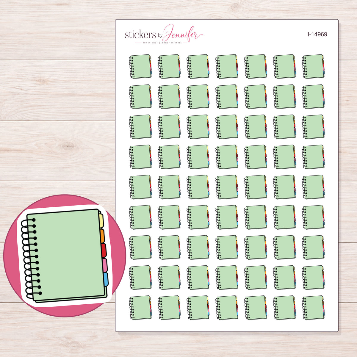 I-14969 planner sticker sheet with enlarged sticker detail