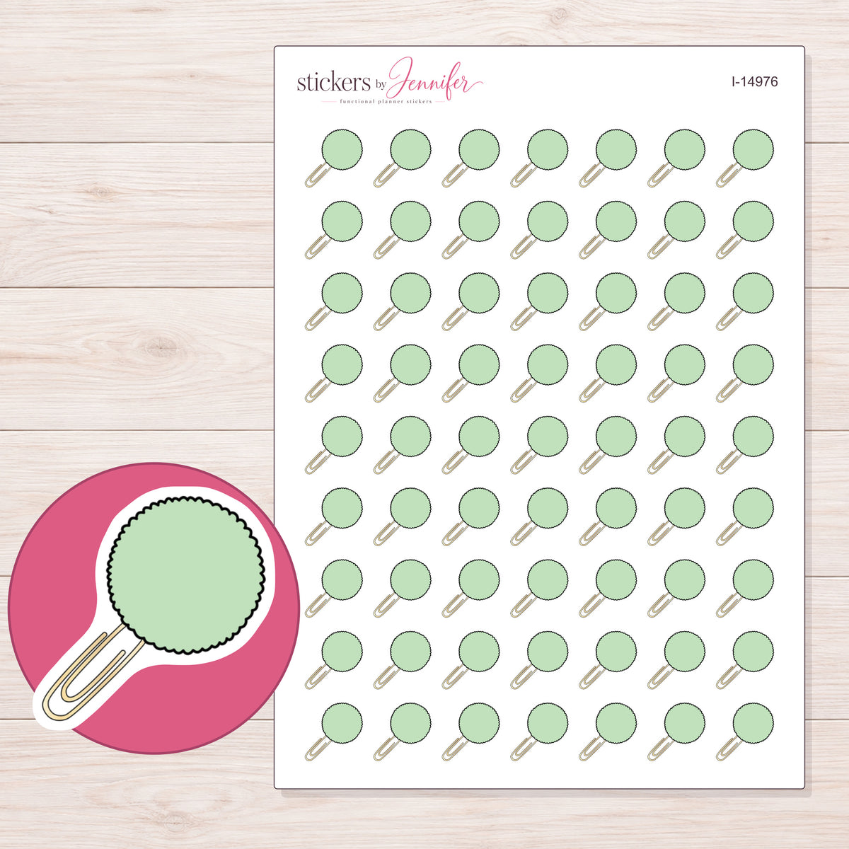 I-14976 planner sticker sheet with enlarged sticker detail