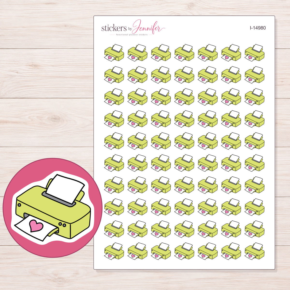 I-14980 planner sticker sheet with enlarged sticker detail
