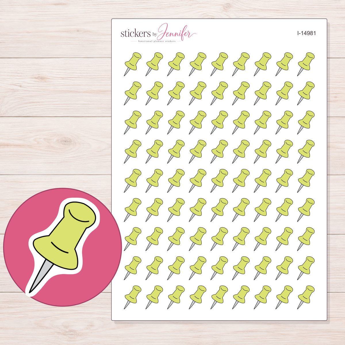 I-14981 planner sticker sheet with enlarged sticker detail