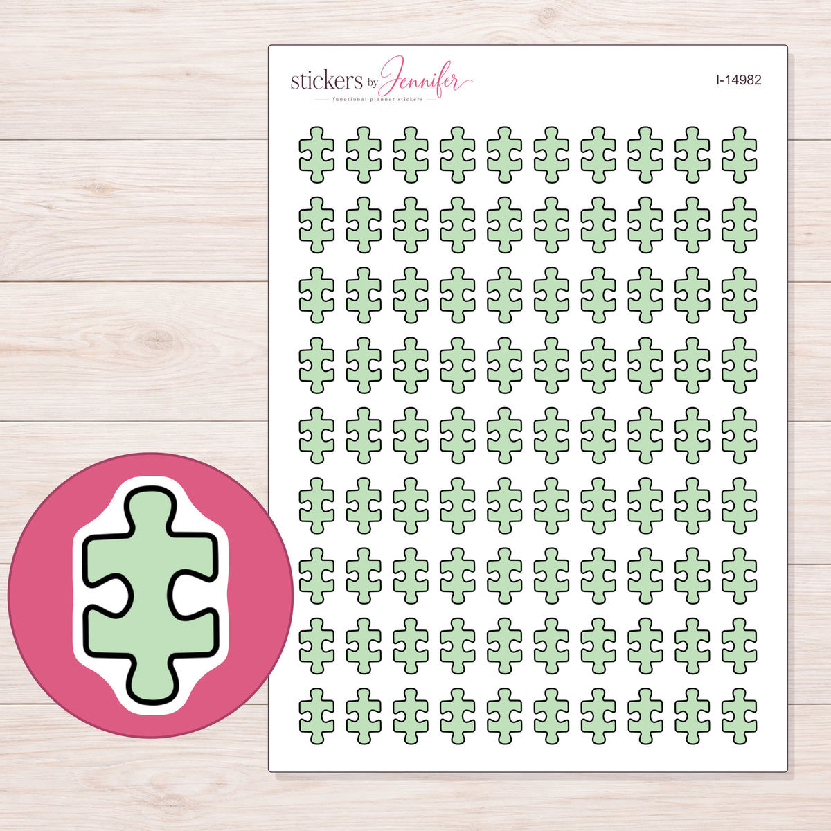 I-14982 planner sticker sheet with enlarged sticker detail