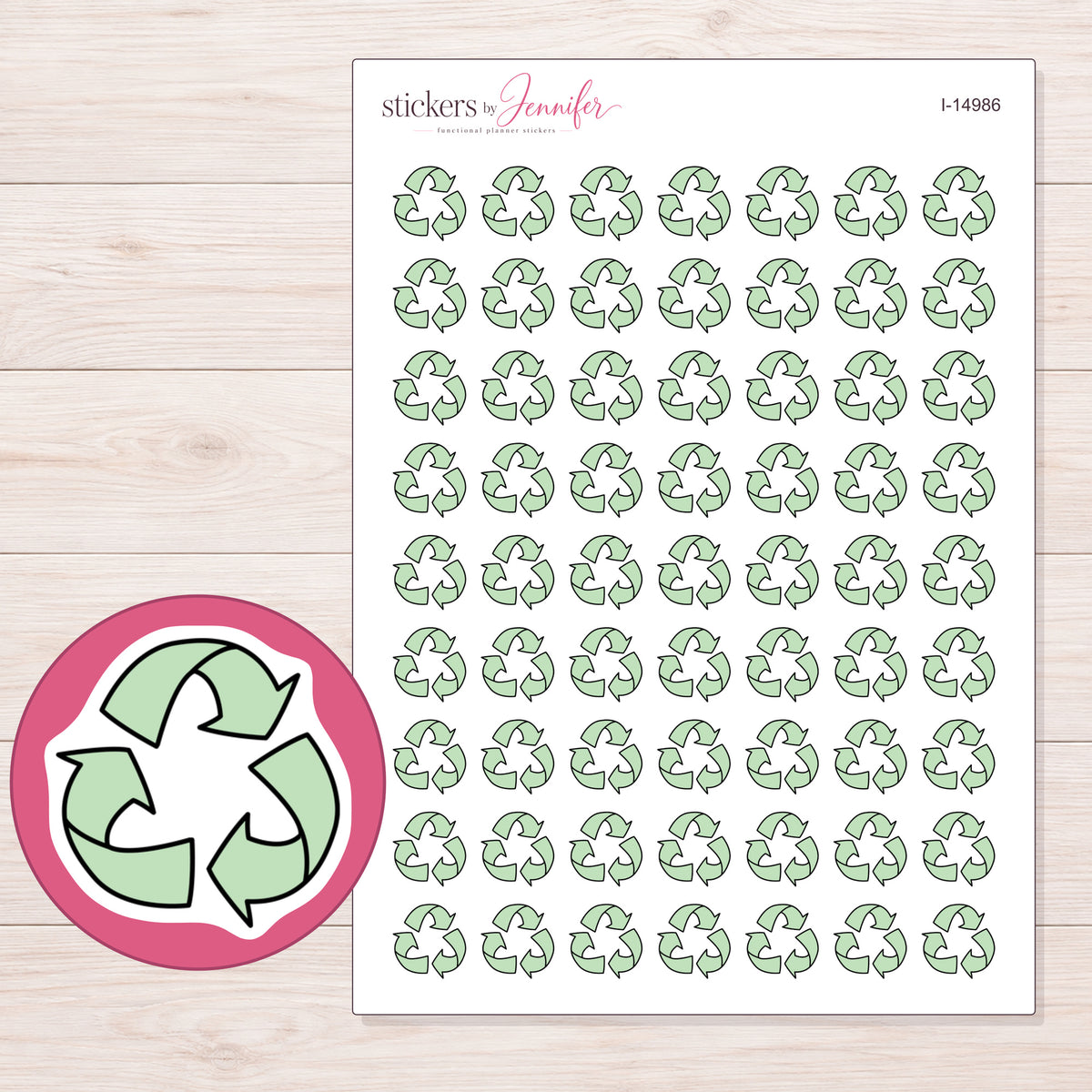 I-14986 planner sticker sheet with enlarged sticker detail