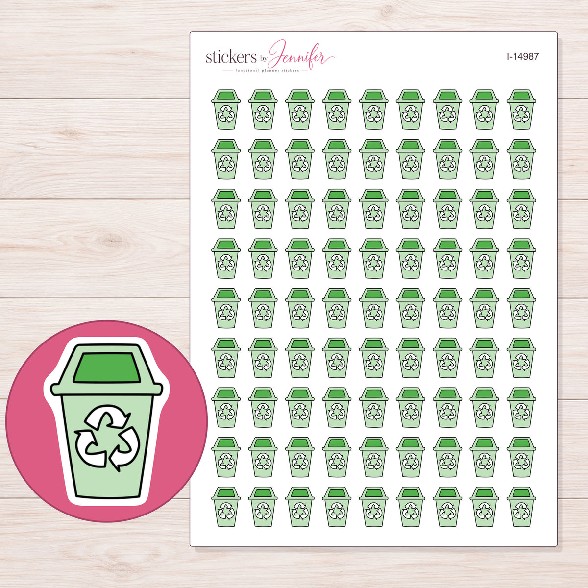 I-14987 planner sticker sheet with enlarged sticker detail