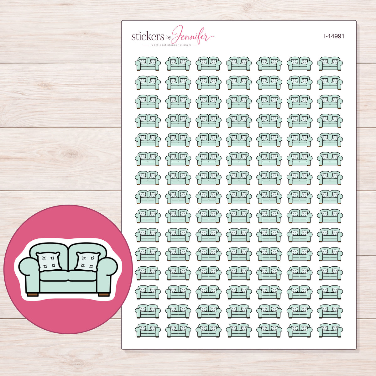 I-14991 planner sticker sheet with enlarged sticker detail