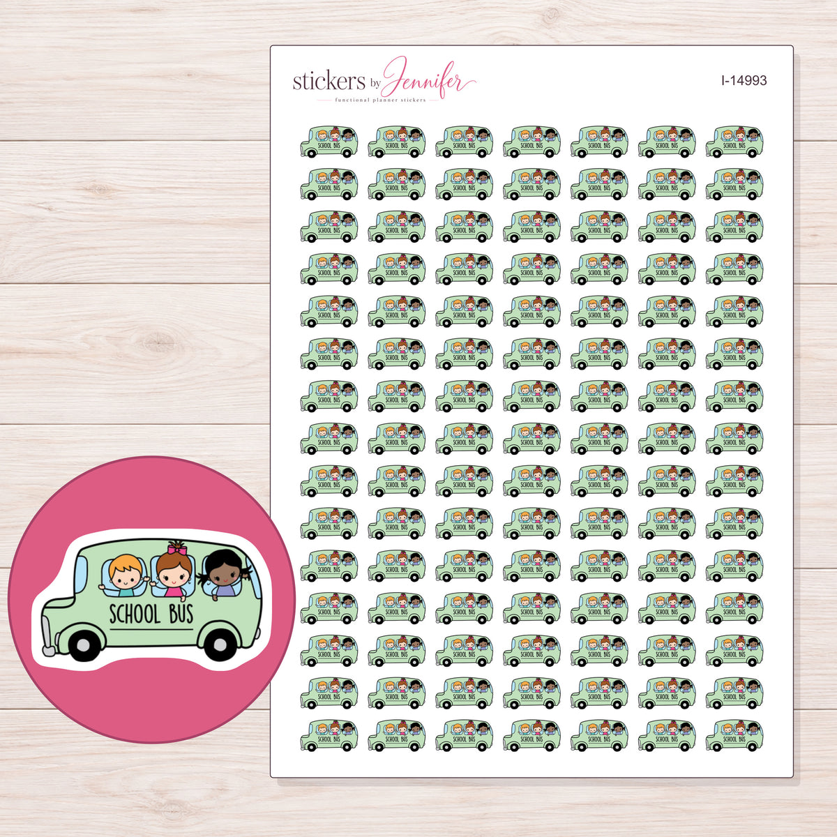 I-14993 planner sticker sheet with enlarged sticker detail