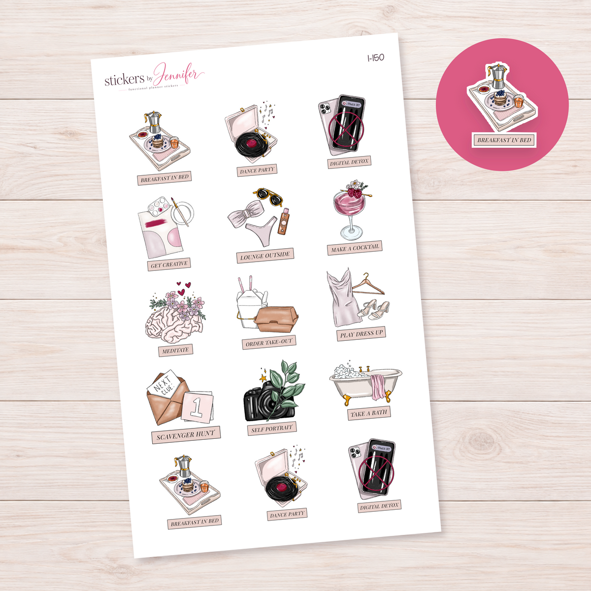 Breakfast in Bed Label Planner Stickers | I-150