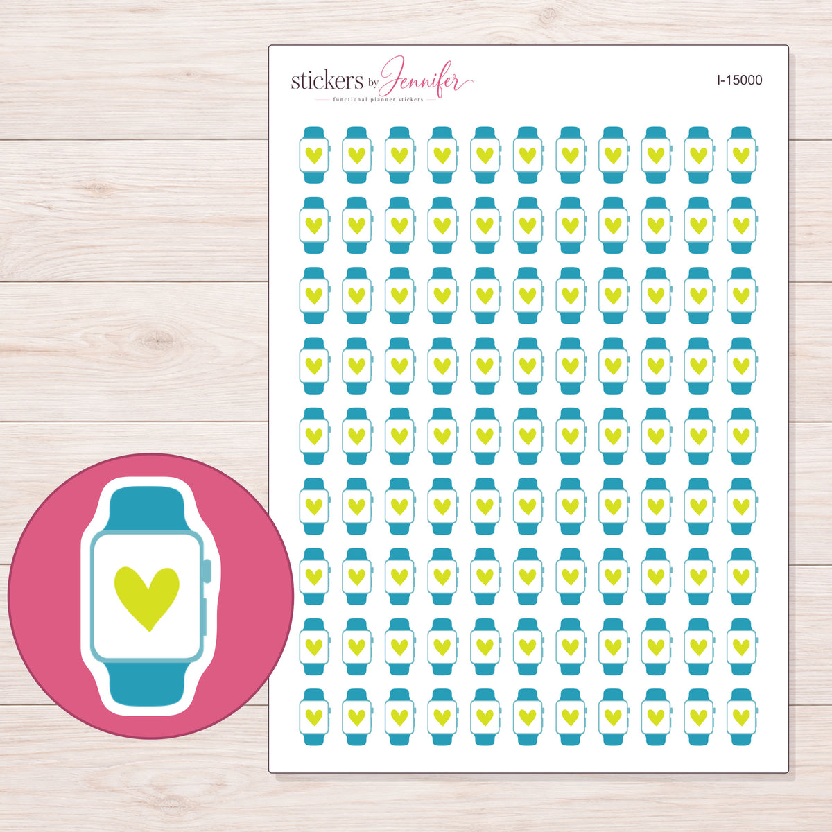 I-15000 planner sticker sheet with enlarged sticker detail