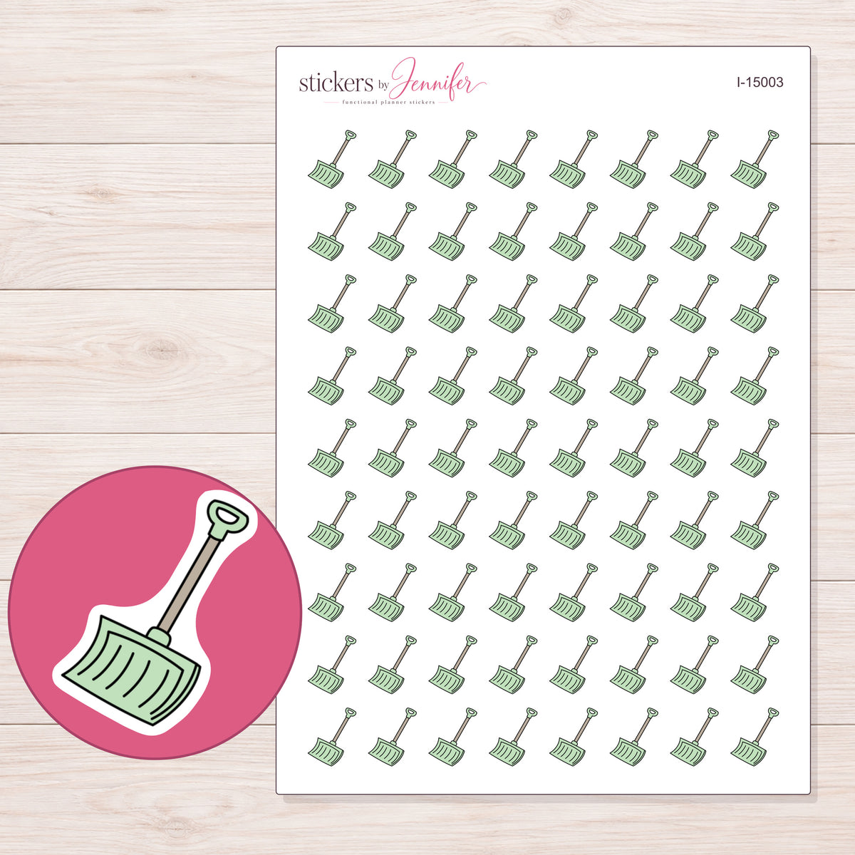 I-15003 planner sticker sheet with enlarged sticker detail