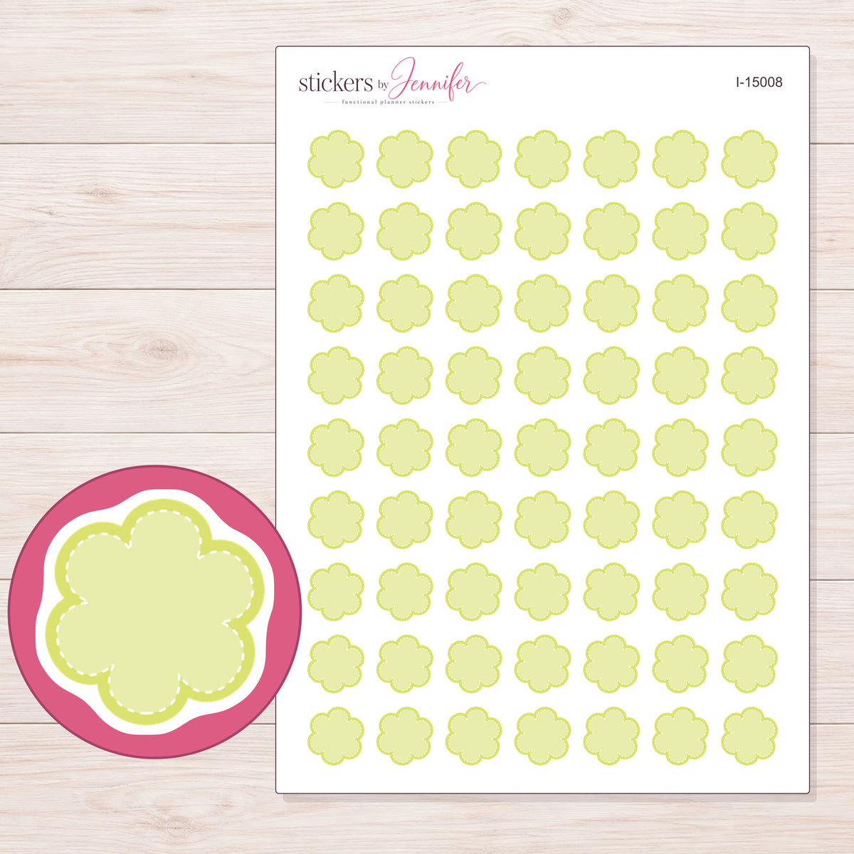 I-15008 planner sticker sheet with enlarged sticker detail