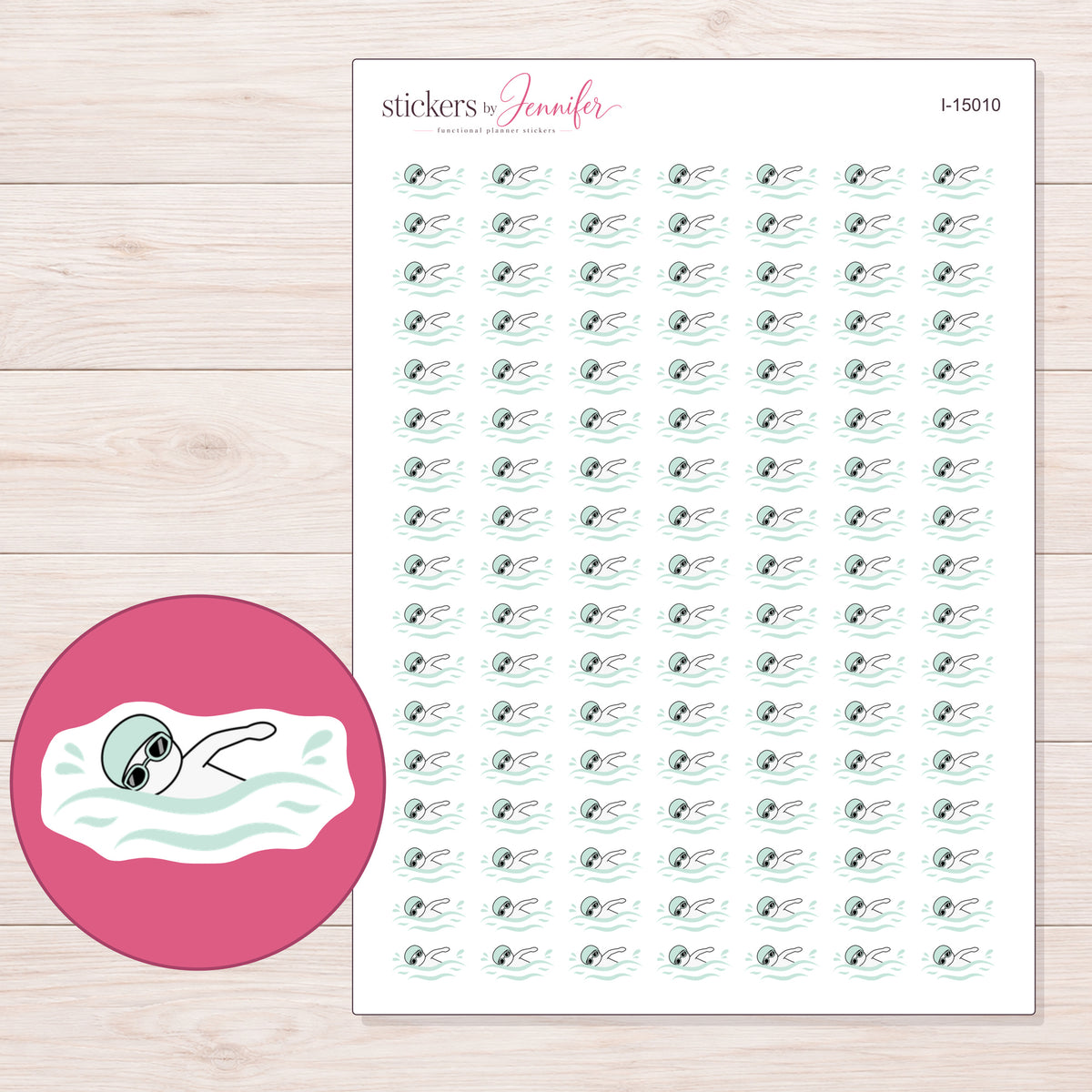 I-15010 planner sticker sheet with enlarged sticker detail