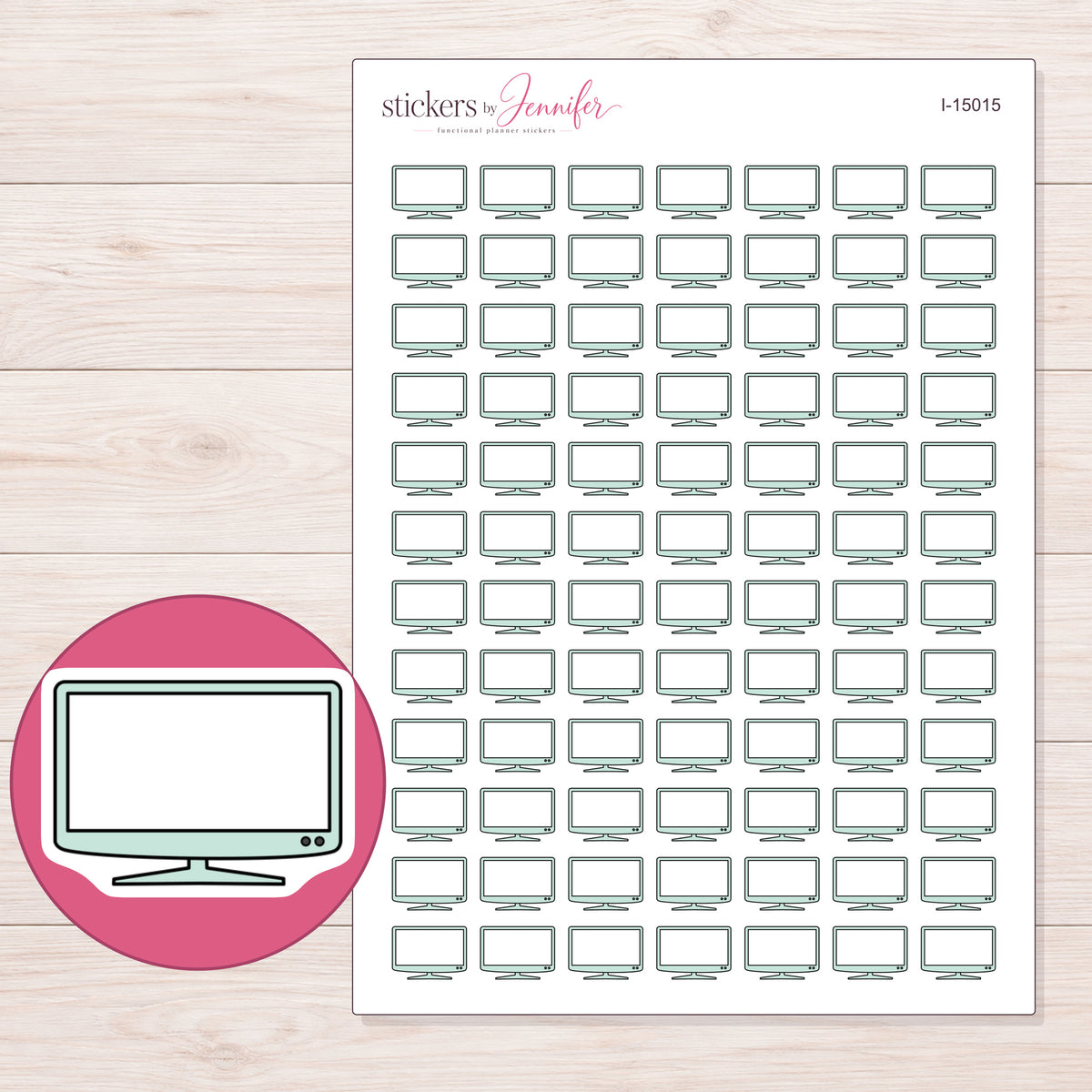 I-15015 planner sticker sheet with enlarged sticker detail