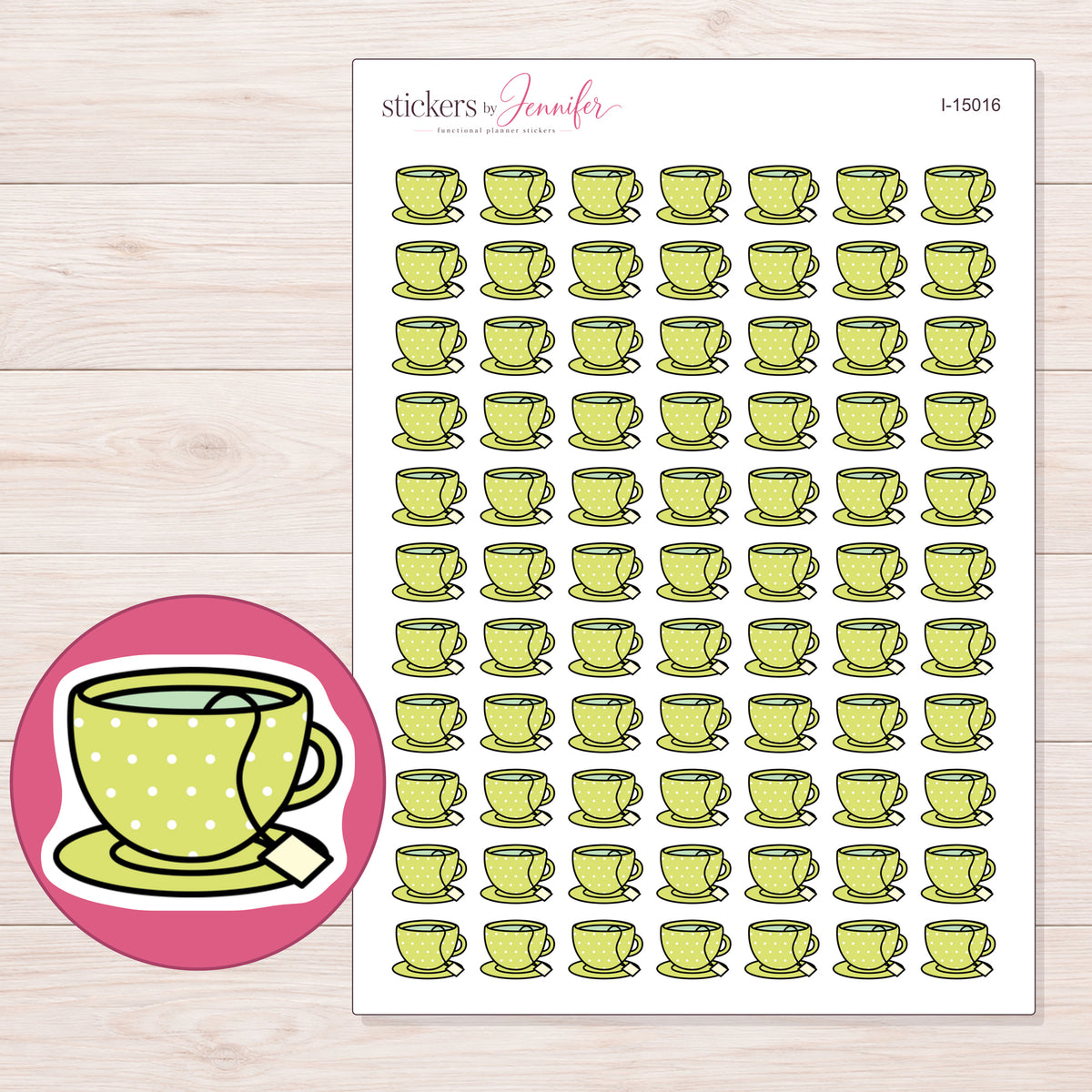 I-15016 planner sticker sheet with enlarged sticker detail