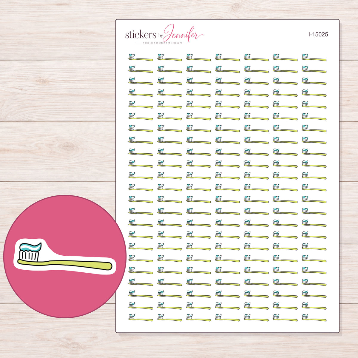 I-15025 planner sticker sheet with enlarged sticker detail