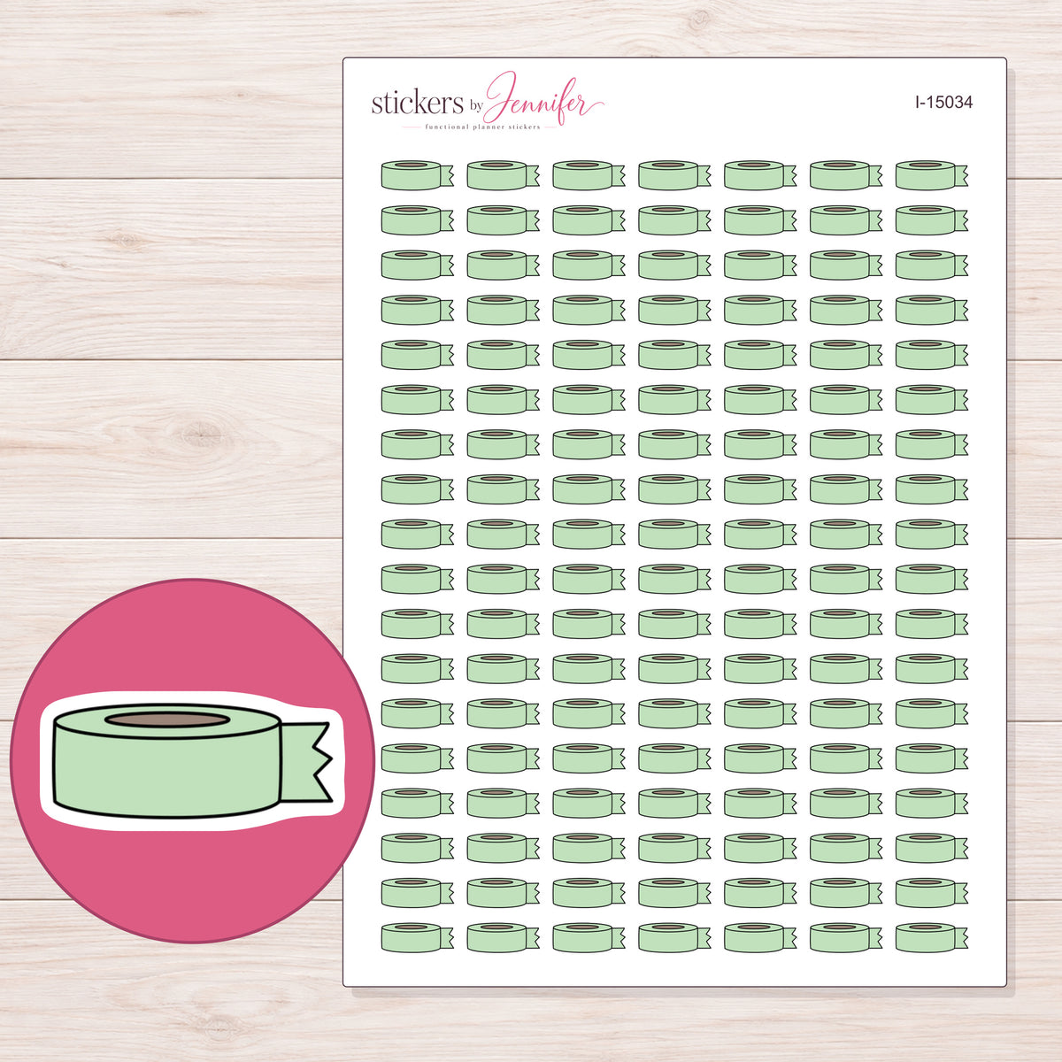 I-15034 planner sticker sheet with enlarged sticker detail