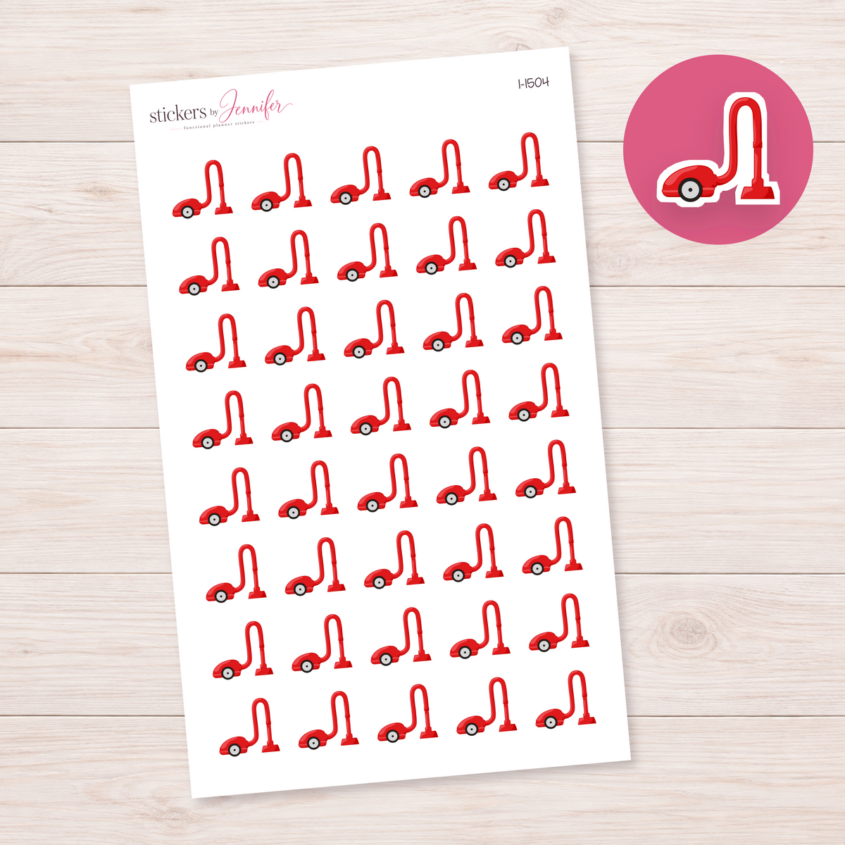 Red Canister Vacuum Planner Stickers | I-1504