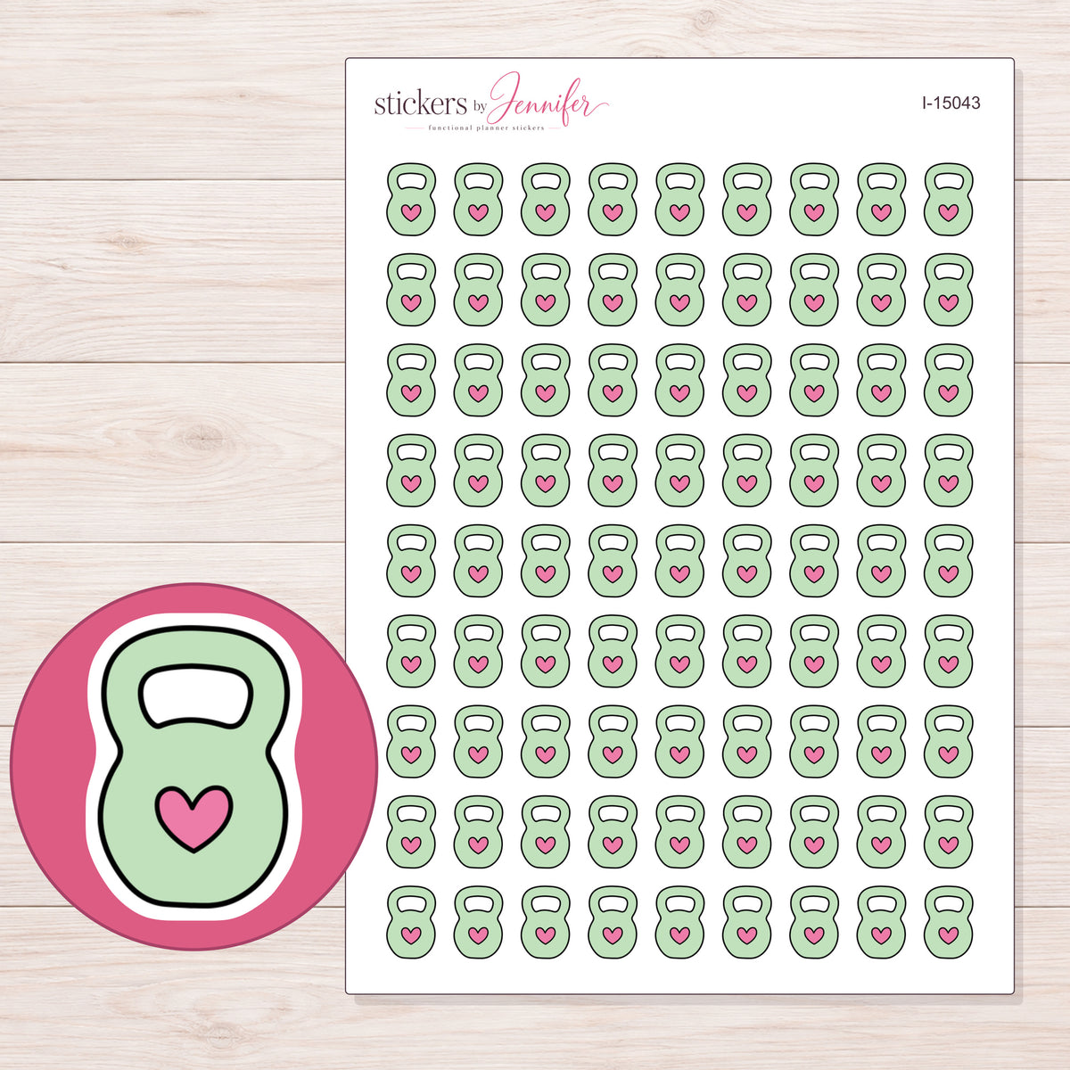 I-15043 planner sticker sheet with enlarged sticker detail