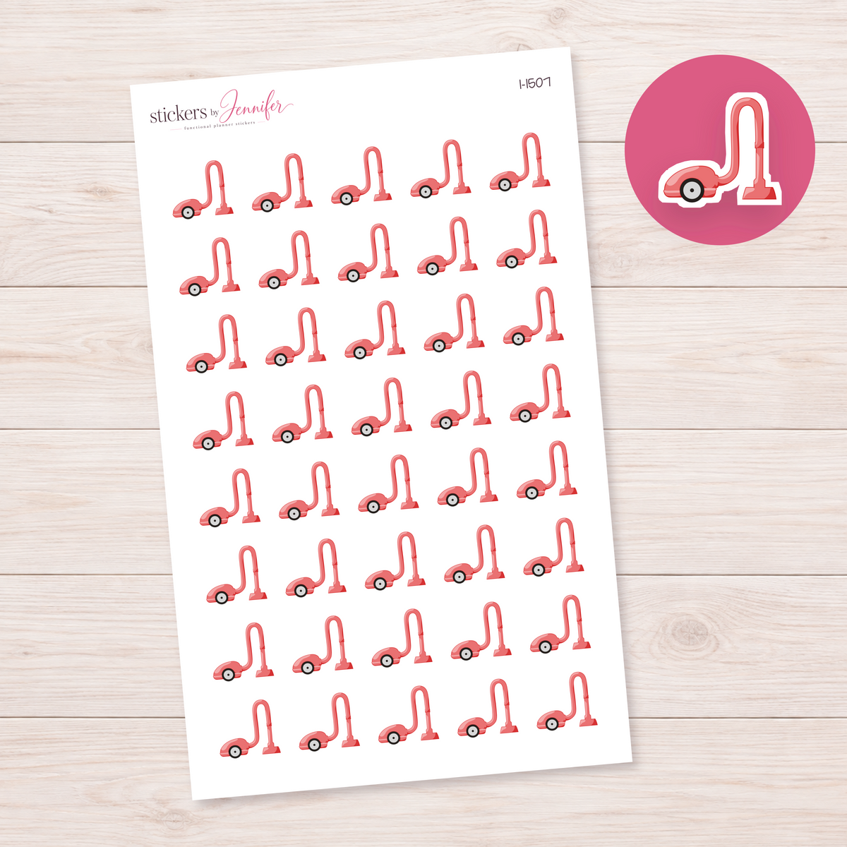 Coral Canister Vacuum Planner Stickers | I-1507