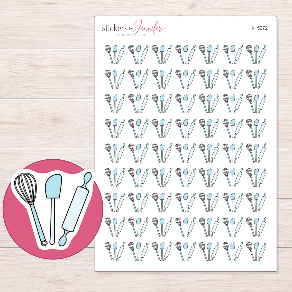 I-15072 planner sticker sheet with enlarged sticker detail