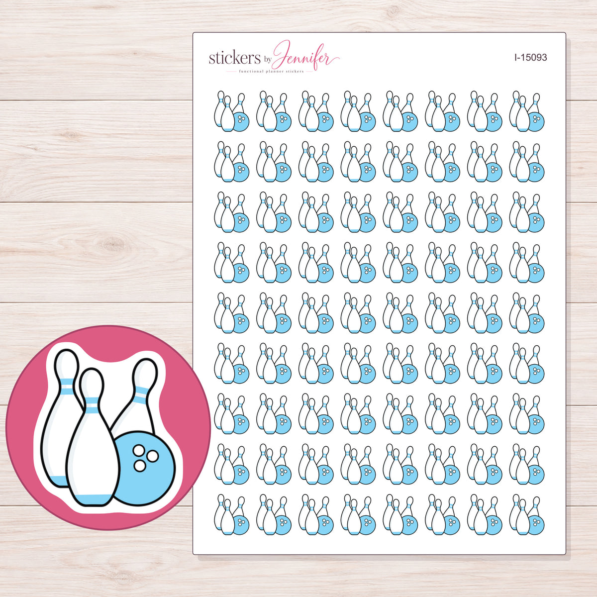 I-15093 planner sticker sheet with enlarged sticker detail