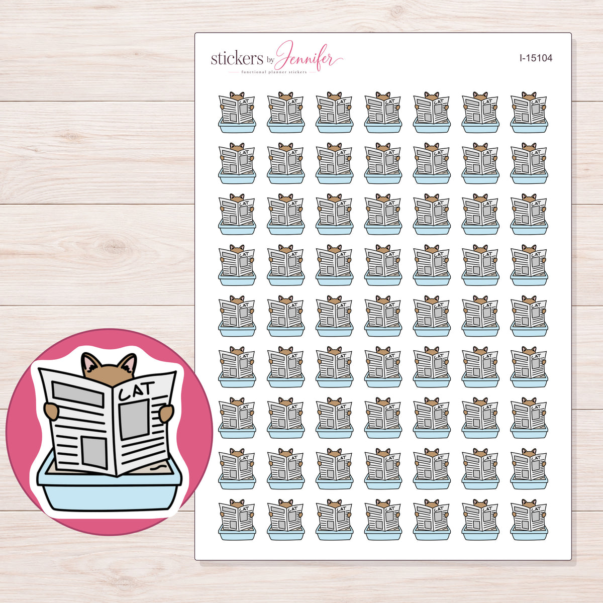 I-15104 planner sticker sheet with enlarged sticker detail