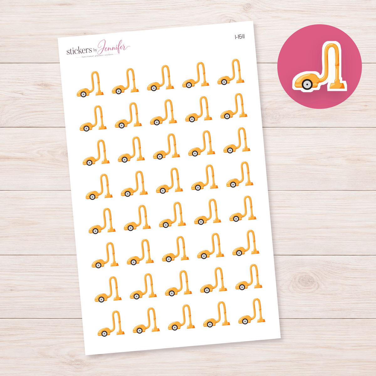 Golden Orange Canister Vacuum Planner Stickers | I-1511